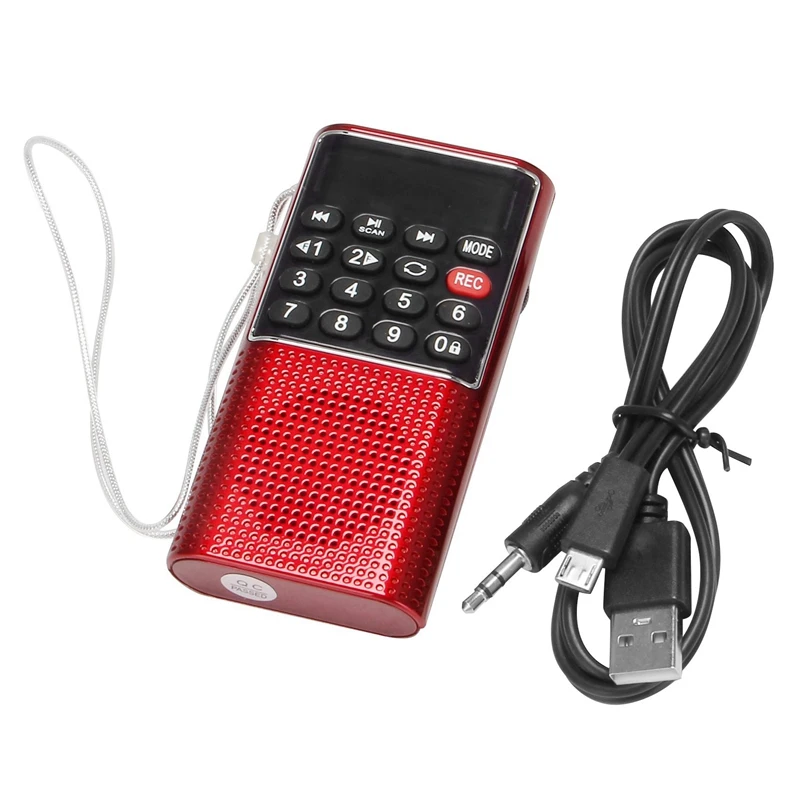 Mini portátil Pocket FM Radio, Auto Scan Radio, Música Áudio MP3 Player, Alto-falante pequeno ao ar livre com gravador de voz, 5X L-328