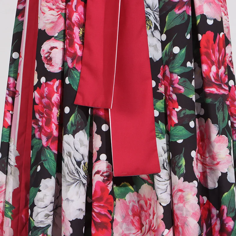 Runway zomer bloemen lange jurken voor vrouwen vestidos de fiesta beroemdheden riem casual midi zonnejurk vakantie strand stippen gewaad