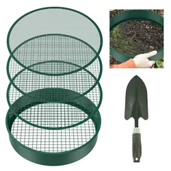 Soil Sifter Set Metal Garden Soil Sieve 3/6/9/12mm Interchangeable Dirt Sifter with Shovel Reusable Filter Mesh Gardening Tool
