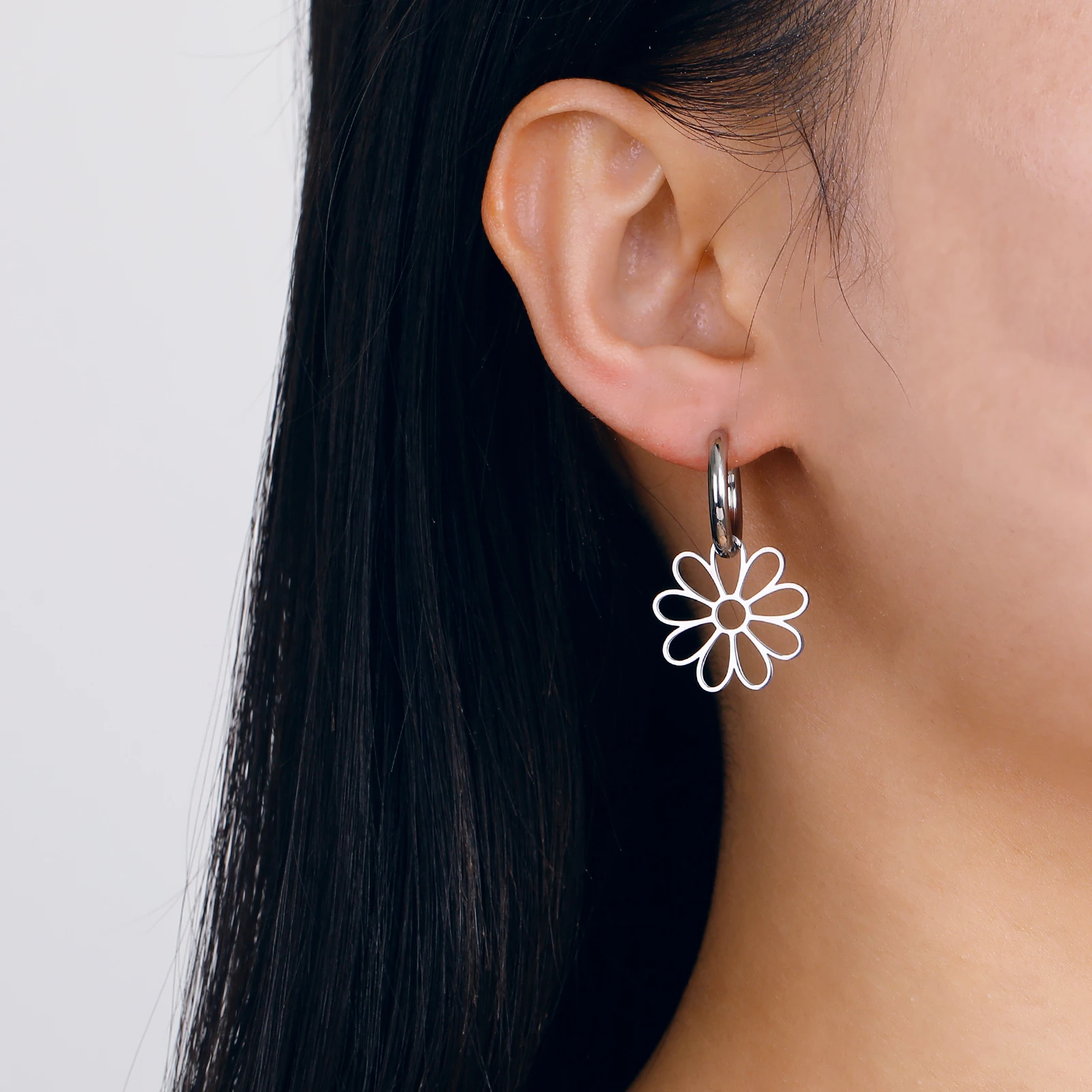 COOLTIME Blumen-Tropfenohrringe für Damen, Edelstahl, goldfarben, Kpop, Party, Geburtstagsgeschenk, Zubehör, Großhandel – Detail 10