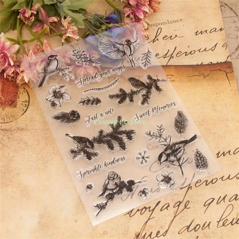 X90F Winter Birds Silicone Clear Seal Stamp DIY Scrapbooking Embossing Photo Album