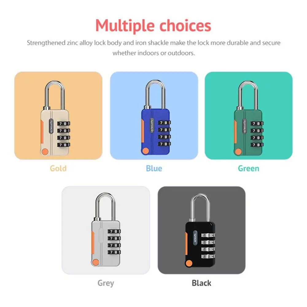 Padlock Weatherproof Luggage Hardware With Steel Cable Safely Code Lock Anti-theft 4 Digit Combination Lock