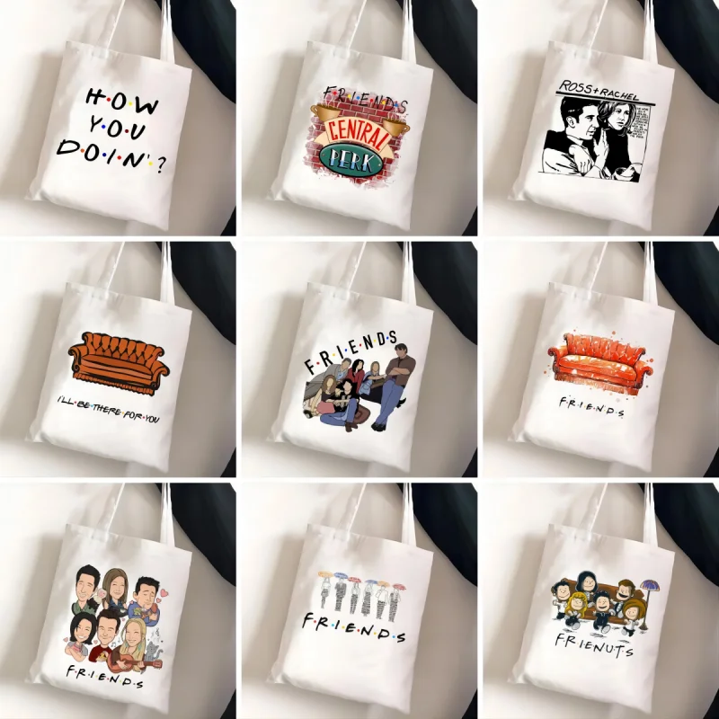 Friends Tv Show Women Shoulder Bags Canvas Tote Bag Large Capacity No Zipper Shopping Shopper Handbag Lightweigh Girl Handbags