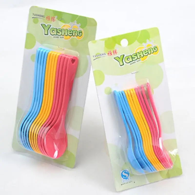 12 قطعة ملعقة تغذية الطفل سلامة البلاستيك طفل التدريب الصالحة للأكل قاعدة الملاعق الغذاء الطفل جودة عالية ملونة جميلة أدوات المائدة