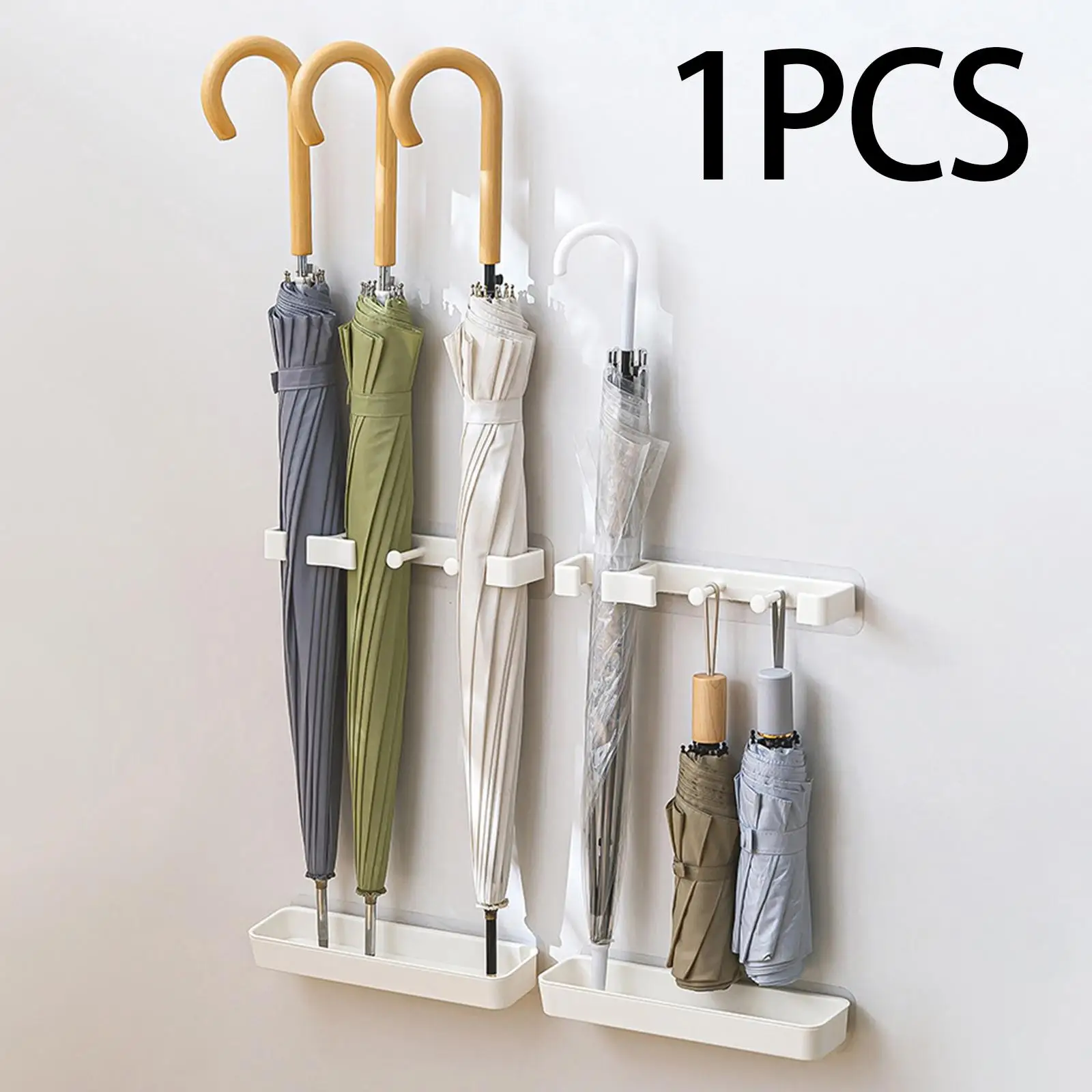 Wall Mounted Umbrella Rack Stand with Water Tray for Hotel Foyer Hallway