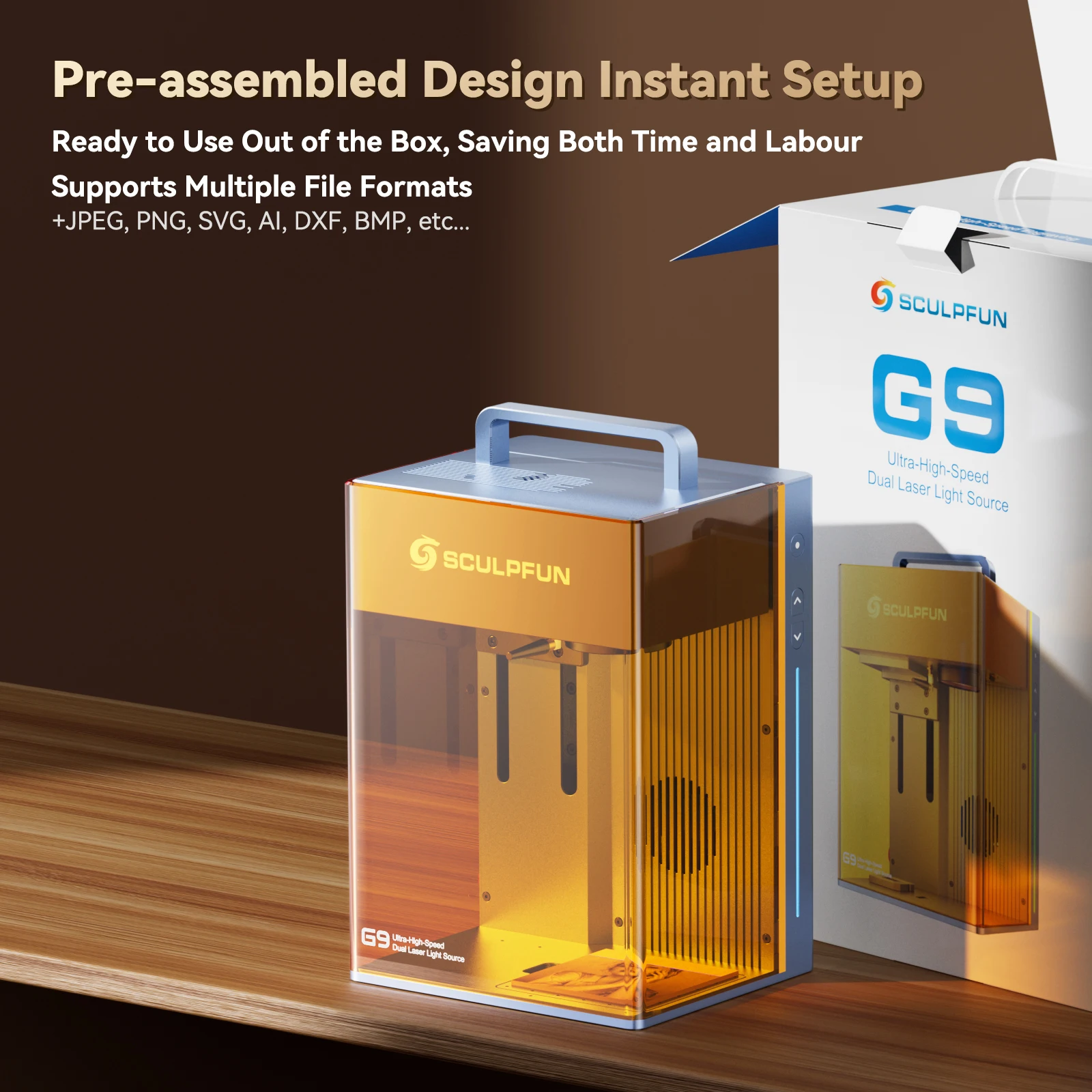 SCULPFUN G9 High Power Fiber Engraving Machine Handy Mini Graveur Laser Making