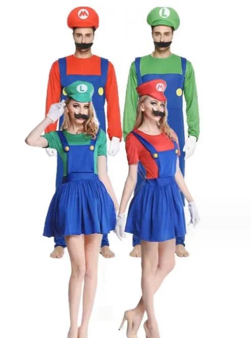 Odyssey Anime Super Luigi Brothers Cosplay Costume pour adultes et enfants, combinaison, barbe, chapeau, ensemble, Halloween