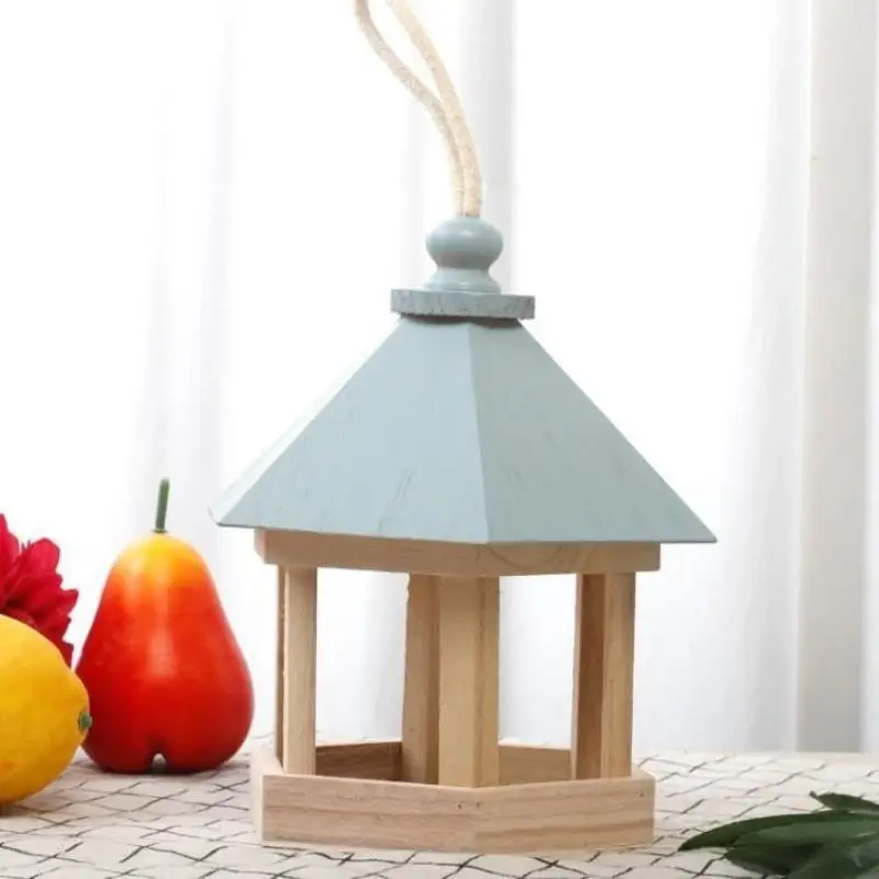 Solid wood bird feeder Outdoor balcony Garden feeder Bird feeder Wooden handicrafts Hanging bird nest