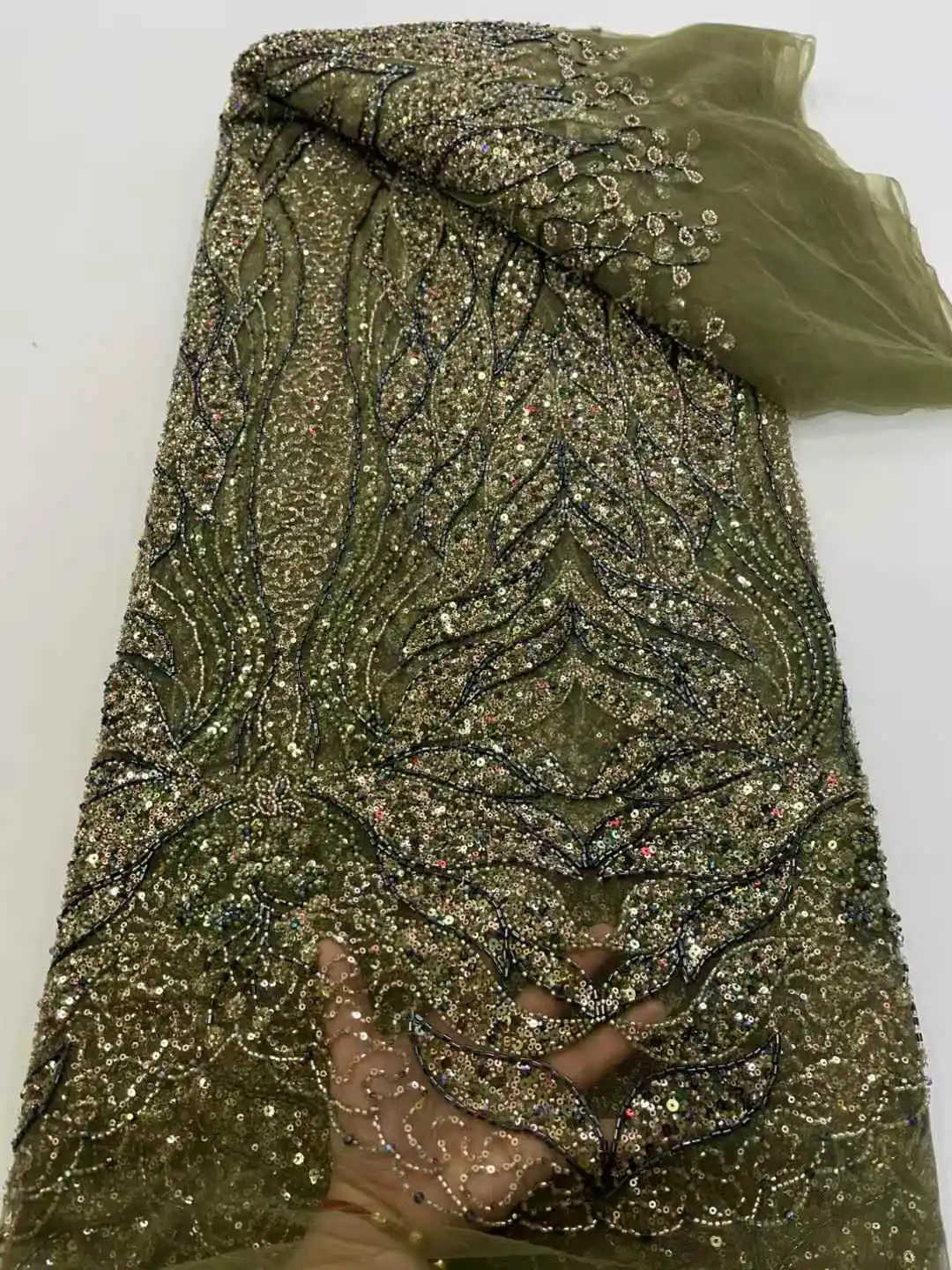 Tela de encaje de tul francés 2025, tela de encaje de alta calidad, 5 yardas, tela de encaje de malla de moda para coser vestido de mujer-XC