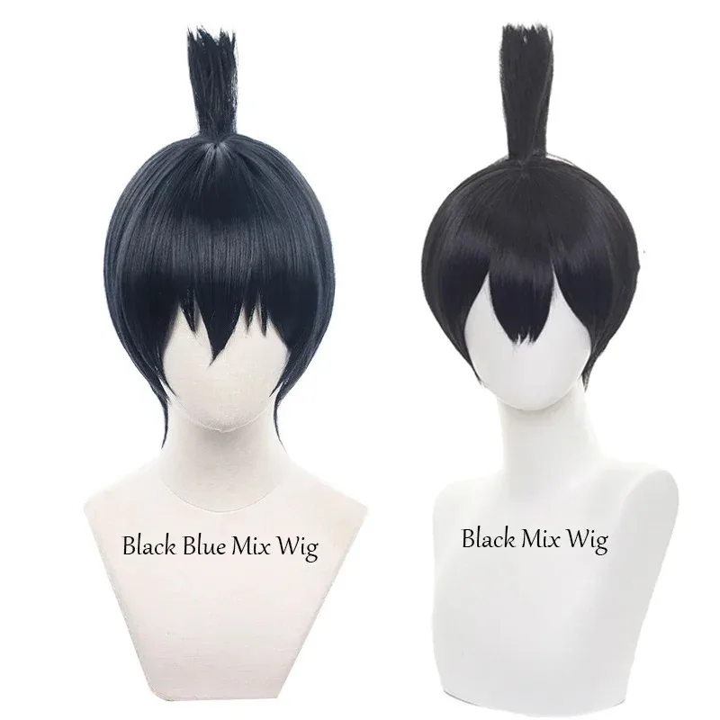 Anime Chainsaw Man Hayakawa Aki คอสเพลย์วิกผมสั้นสีฟ้าสีดําคอสเพลย์ผมสังเคราะห์ทนความร้อน Halloween Party วิกผมวิกผม C