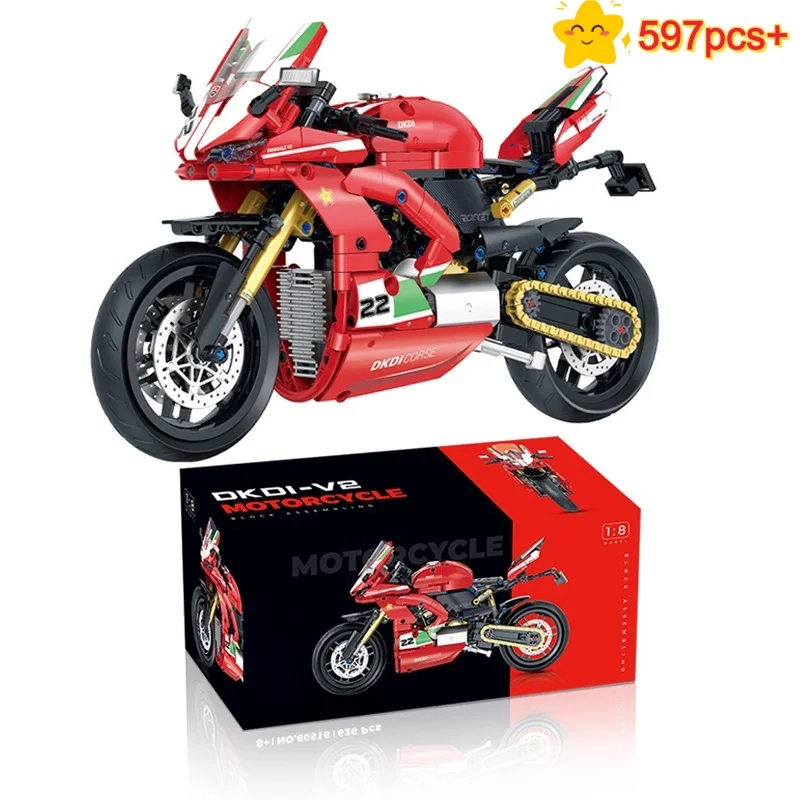 

1:8 NEW Technical Motorcycle Building Blocks Brick Ducati Motorbike Road Racer Assemble Model Vehicle Toy birthday gifts
