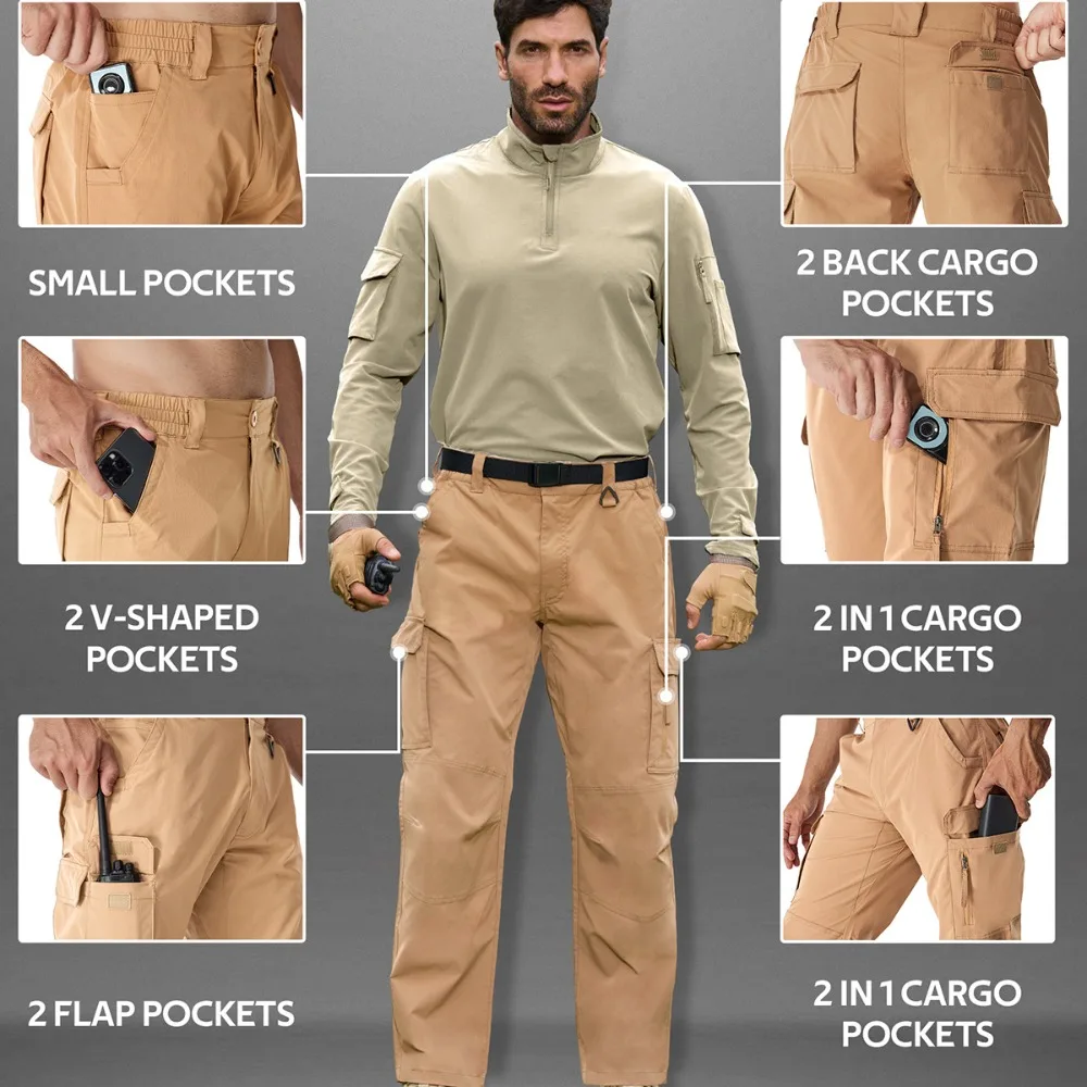 봄 야외 작업복 하이킹 바지 새로운 전술 작업 바지 남자 야외 카고 바지 멀티 포켓 방수 바지 가을