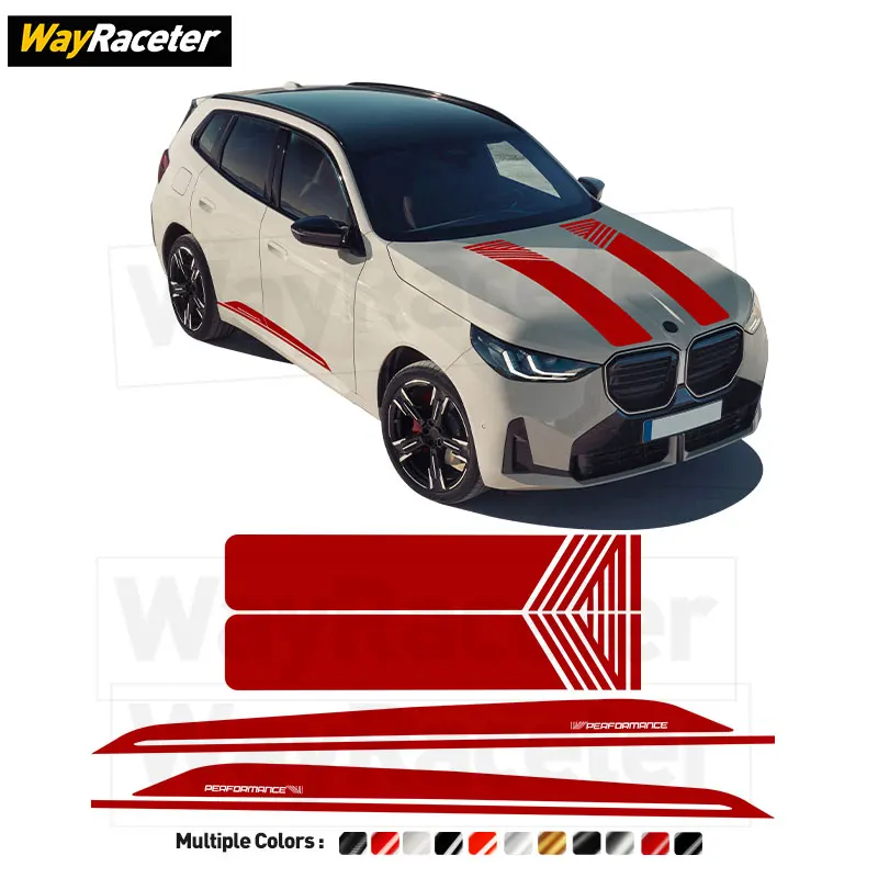 

4 Pcs/Set Door Side Stripes Sticker Bonnet Hood Engine Cover Vinyl Decal For BMW X3 G45 2025 2024 M Performance 2026 Accessories