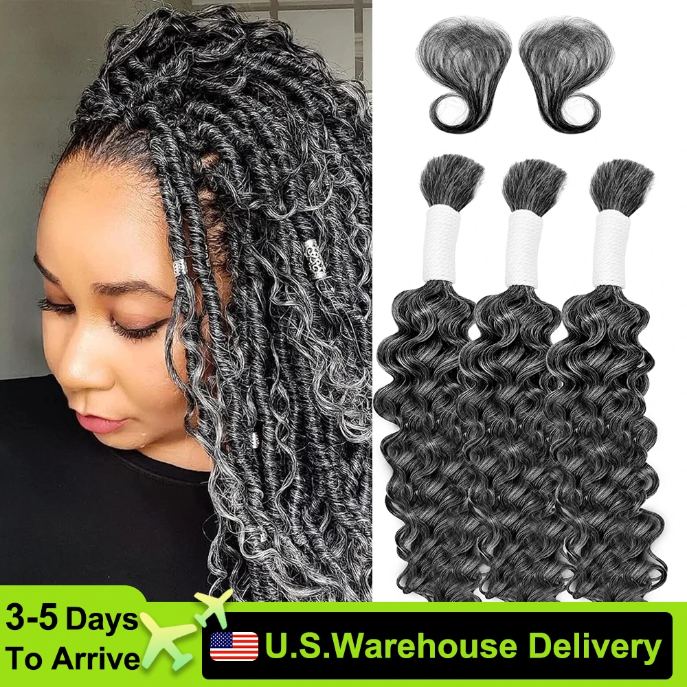 Deep Wave Curly Bundles Human Hair Salt & Pepper 16A Deep Braiding Human Hair Blonde 100% Brazilian Remy Soft Human Hair Wig