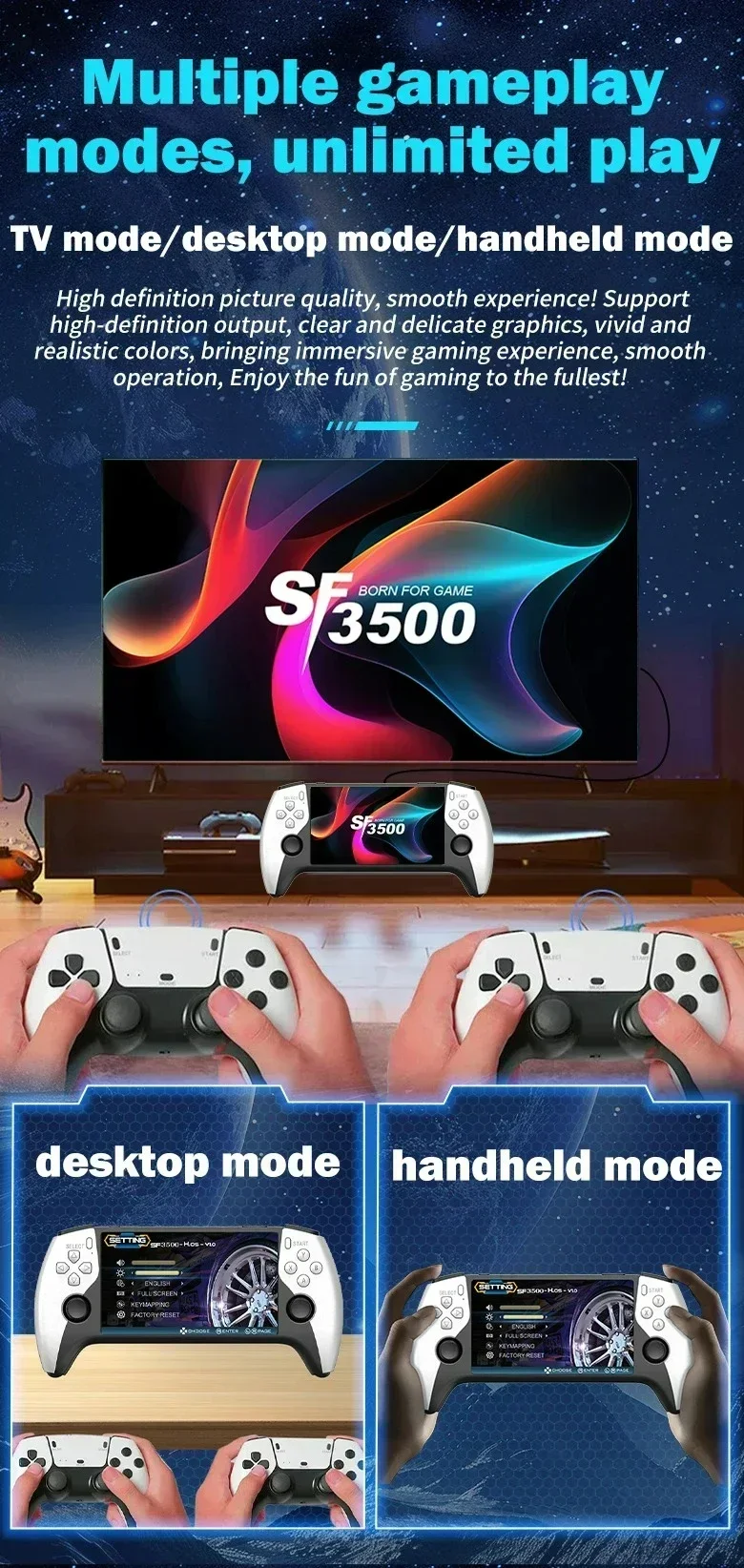 Retro Handheld Spielkonsole 5 Zoll Ips Display Tragbar Player_voghion.com