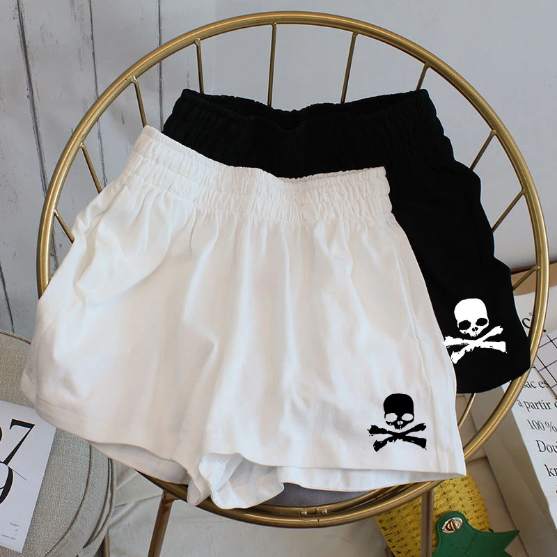 Gothic y2k skull print shorts Korean fashion casual shorts Harajuku Vintage street pants Oversize shorts female direct sales