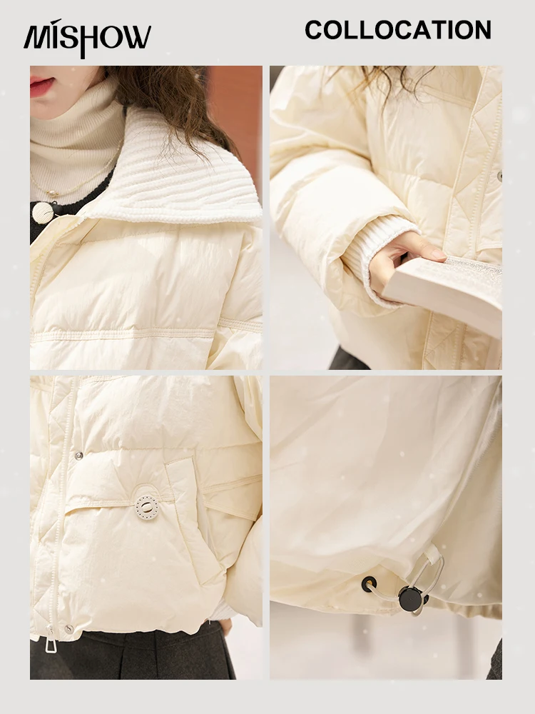 Imagem -03 - Mishow Jaqueta Puffer Feminina Moda Inverno Curto à Prova de Vento 90 Pato Branco para Baixo Cabolsa Estilo Coreano Novo Outwear Feminino Mxc58y0034