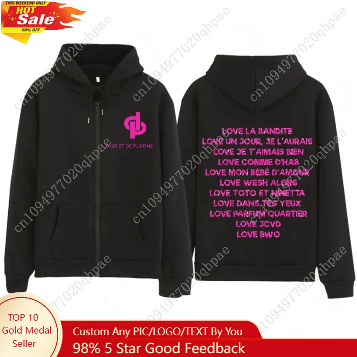 

2025 Hot Sale Love Jul Graphic Vintage Zipper Hoodie Man Woman Hip-hop Tracksuit Long-sleeved Loose Casual Aesthetic Sweatshirts