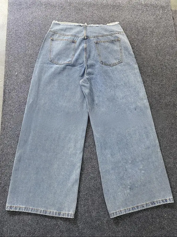 2025 nuovi jeans da donna larghi, in difficoltà, tinti in cravatta, strappati a gamba dritta, pantaloni lunghi, jeans casual