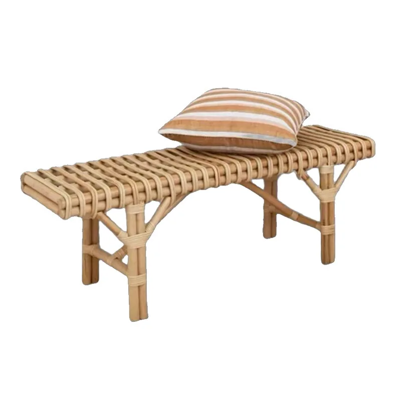 

Handmade bench shoe changing stool retro home bed tail long strip low stool rattan bed and breakfast stool