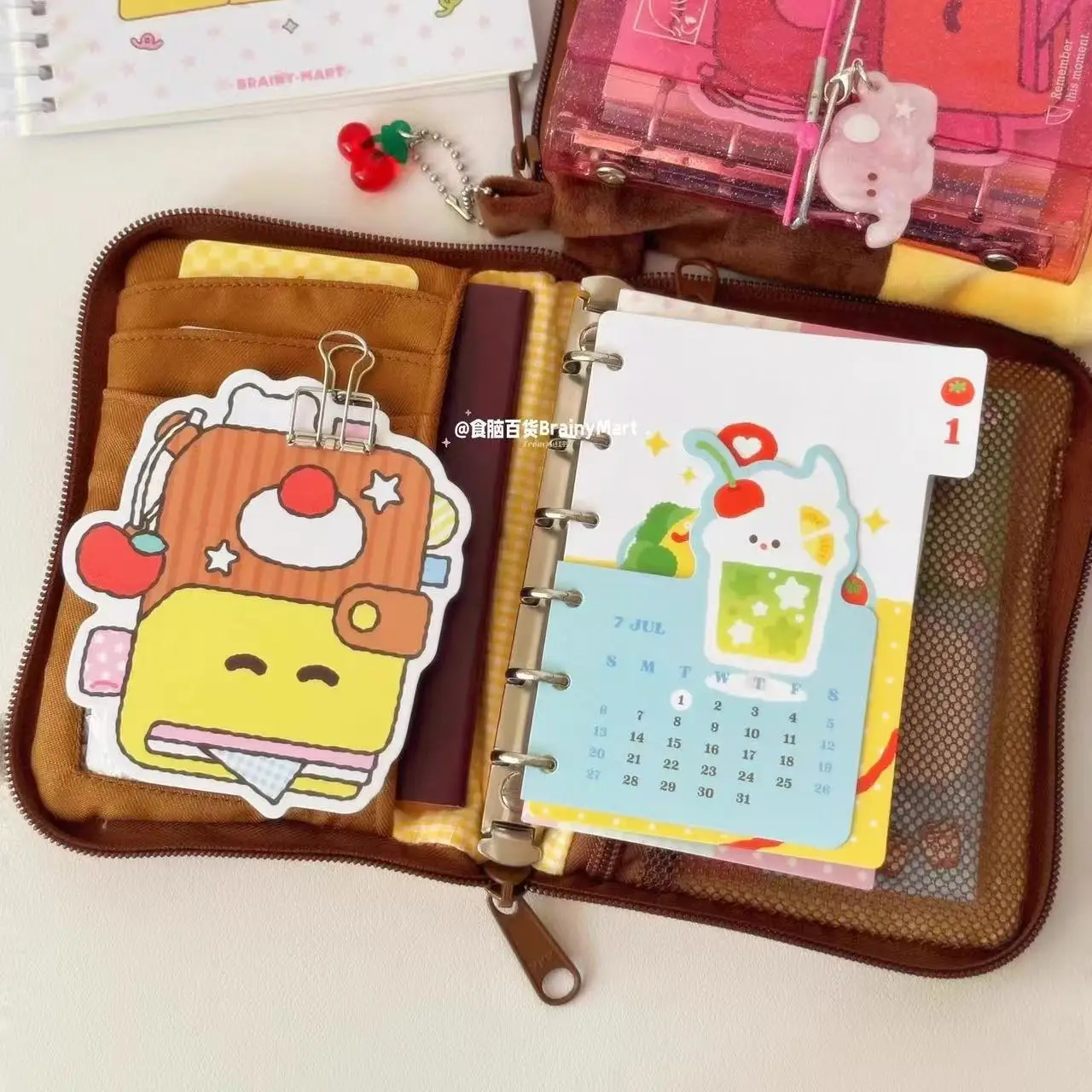 Japanese Cherry Pudding Plush Travel Passport Bag Wallet Bag Student Card Bag Book Jacket Storage Bag Portable Coin Purse Gift view 3