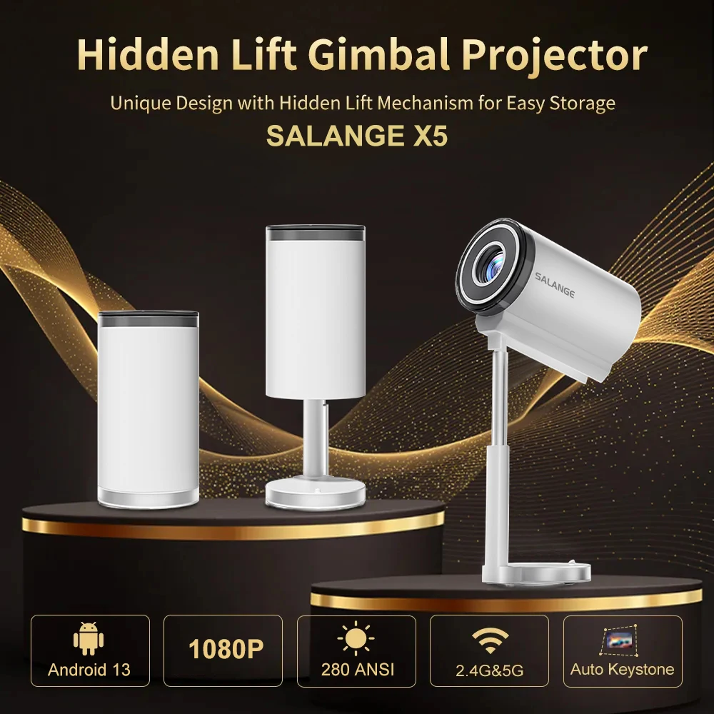 Salange X5 Mini Native 1080P HD 4K Video Projector Android WiFi Bluetooth 3D Surround Sound Portable Outdoor Office Home Theater