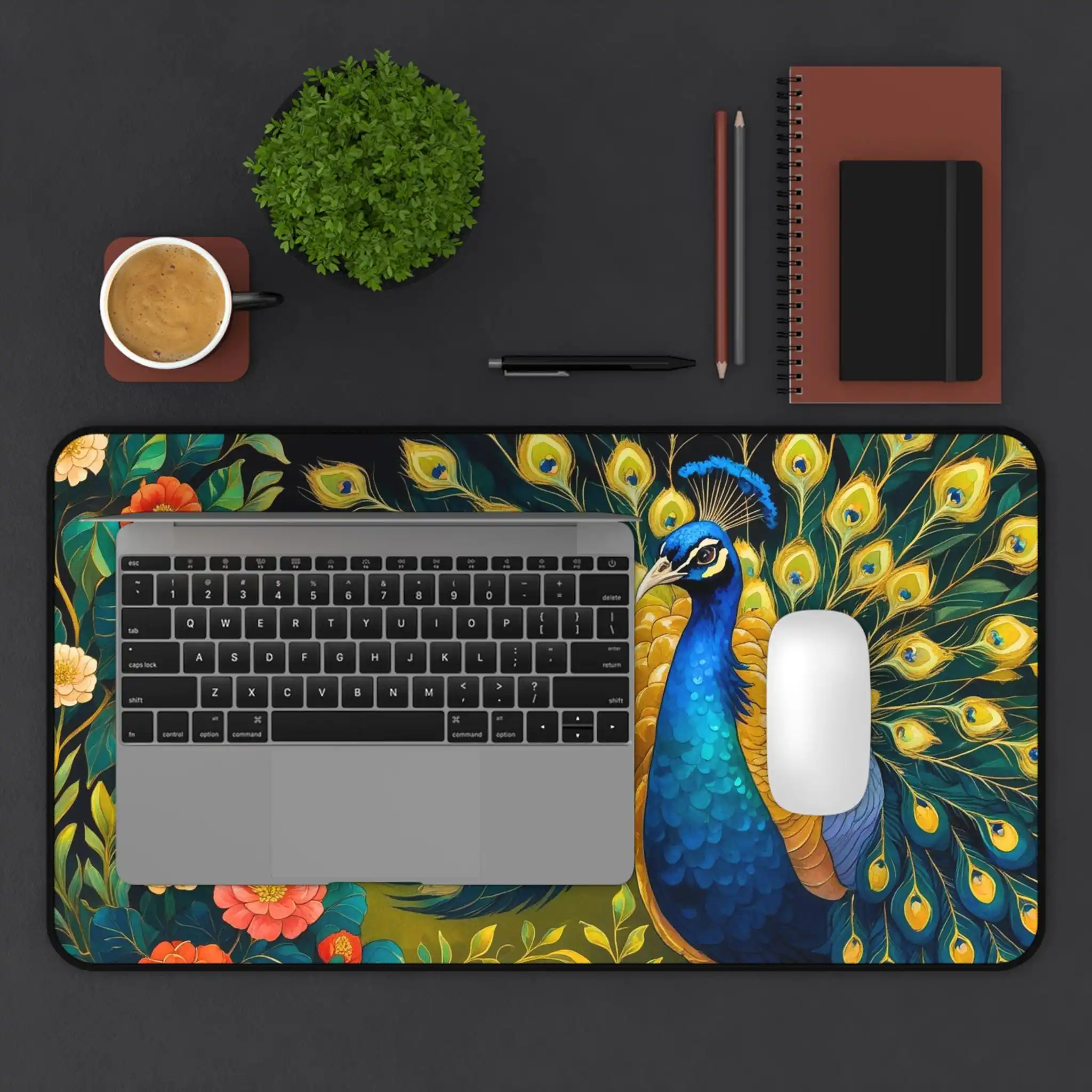 Peacock Mouse Pad, Beautiful and Elegant Peacock Decoration, Non-slip Waterproof Gaming Desk Mat, Perfect Gift for Animal Lovers