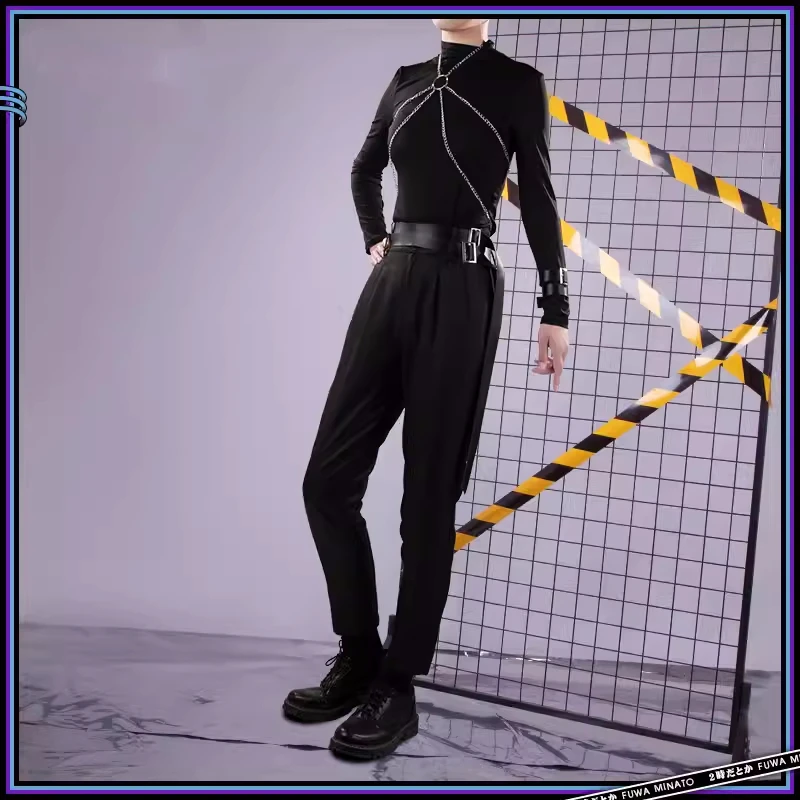 Anime Virtual Youtuber Fuwa Minato Cosplay Costume Nijisanji Band Uniform Man Woman Role Play Clothing Carnival Party Suit