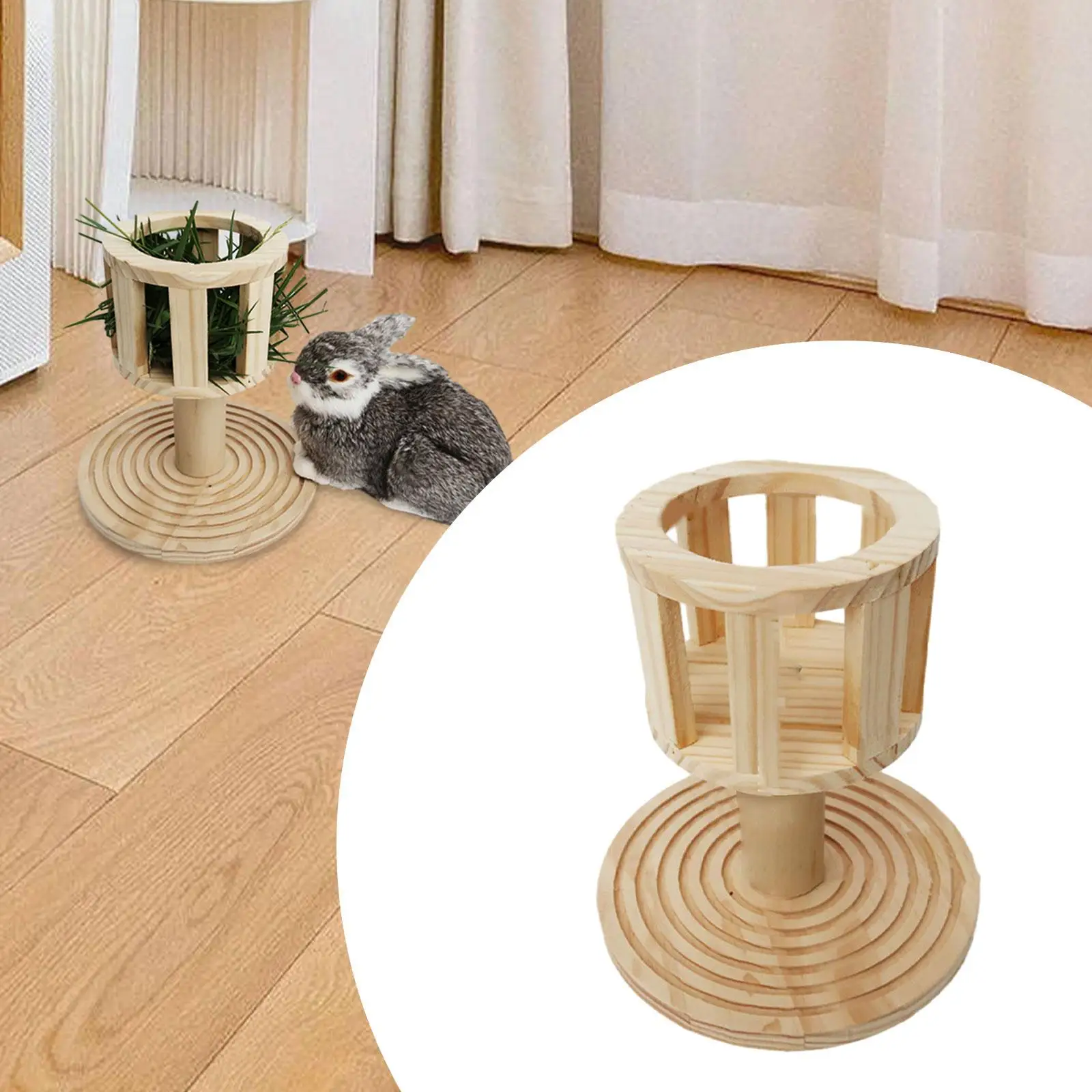 

Bunny Hay Manger Bunny Small Animals Cage Feeding Manger Grass Rack Wooden
