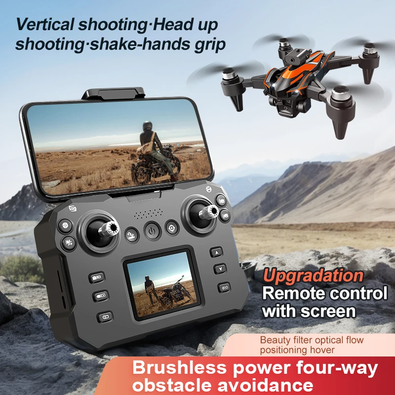 K12 Max RC Mini Drone With LCD Screen 8K HD Camera Brushless Motor 360° Obstacle Avoidance Foldable Quadcopter Dron Gifts Toys