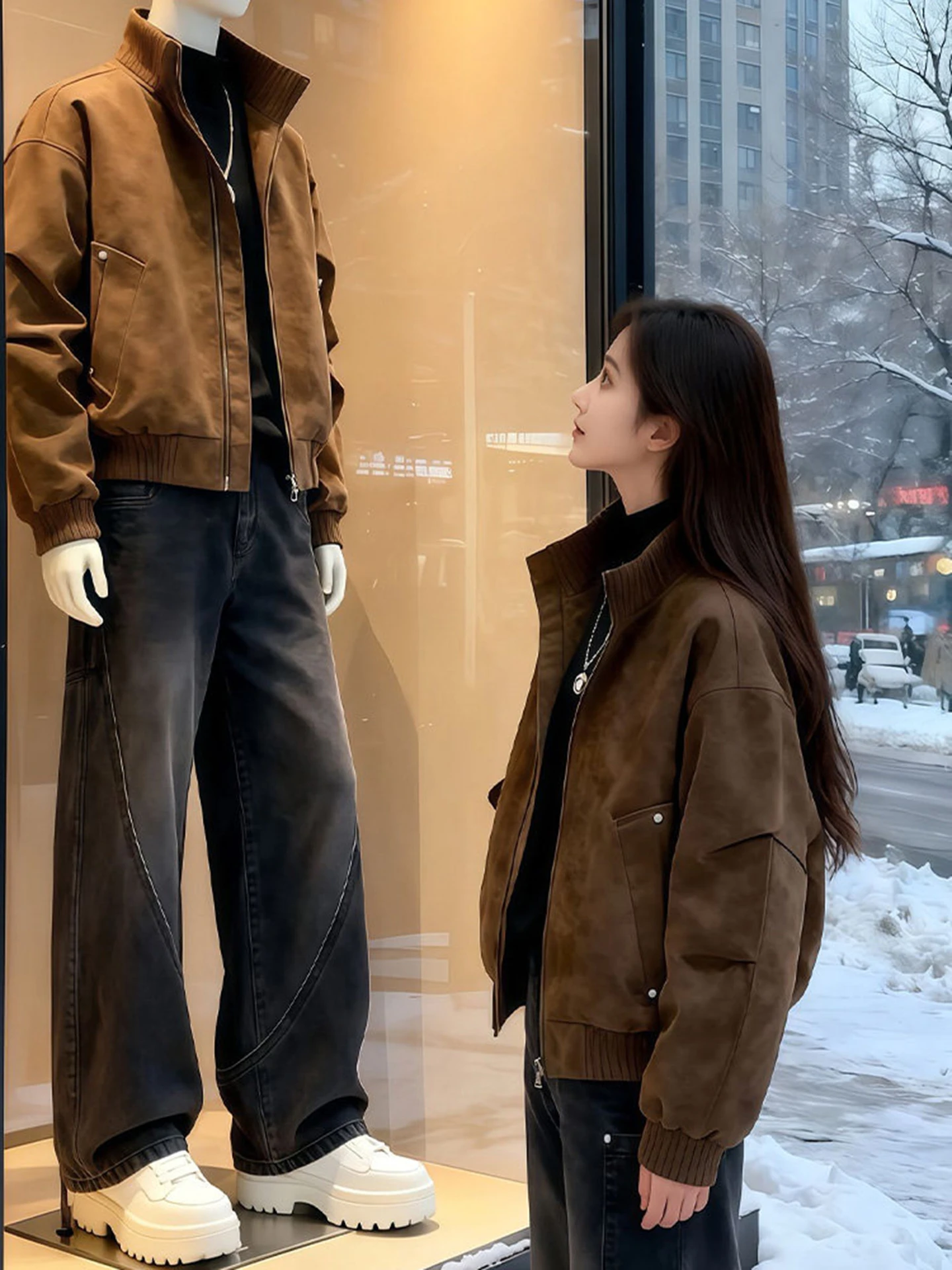 

Мужская кожаная куртка-бомбер из ортодонтической кожи с окрашенным воротником-стойкой на молнии, износостойкая, для осени и зимы