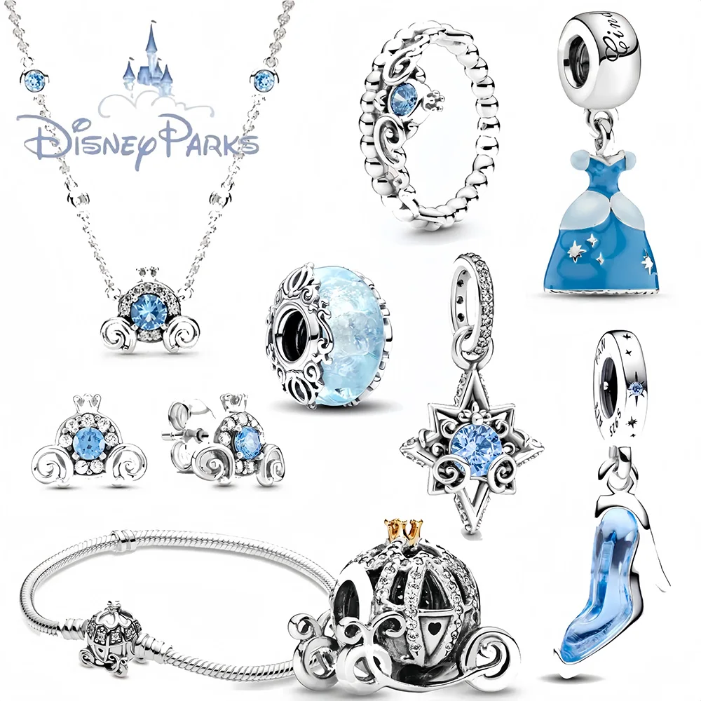 Disney Cinderella Mickey Mouse 925 Silver Plated Charms Beads Fit Pandora Bracelet Original Diy Jewelry Making Pendant Women