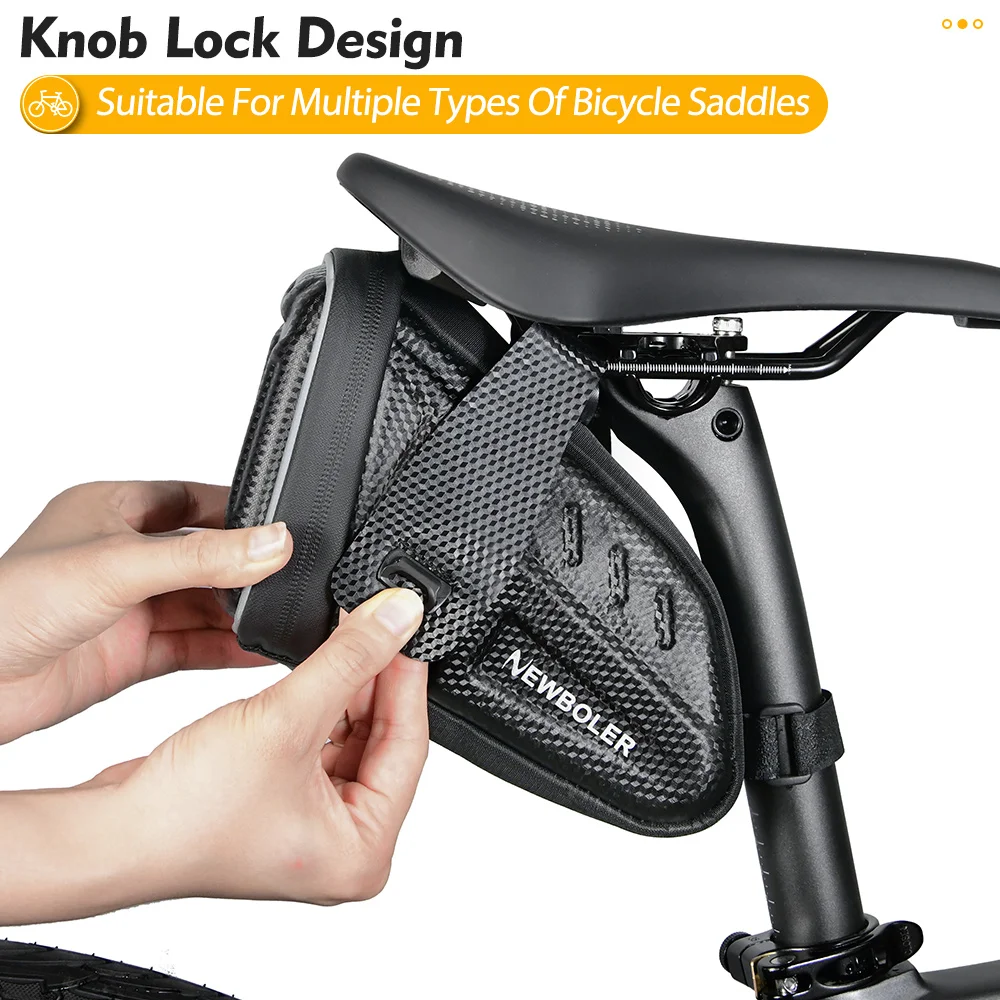 NEWBOLER Fahrrad Satteltasche Wasserdichte EVA Hard Shell Rennrad Schwanz Tasche Reflektierende Gestreifte Fahrrad Hinten Tasche Fahrrad Zubehör – Detail 10