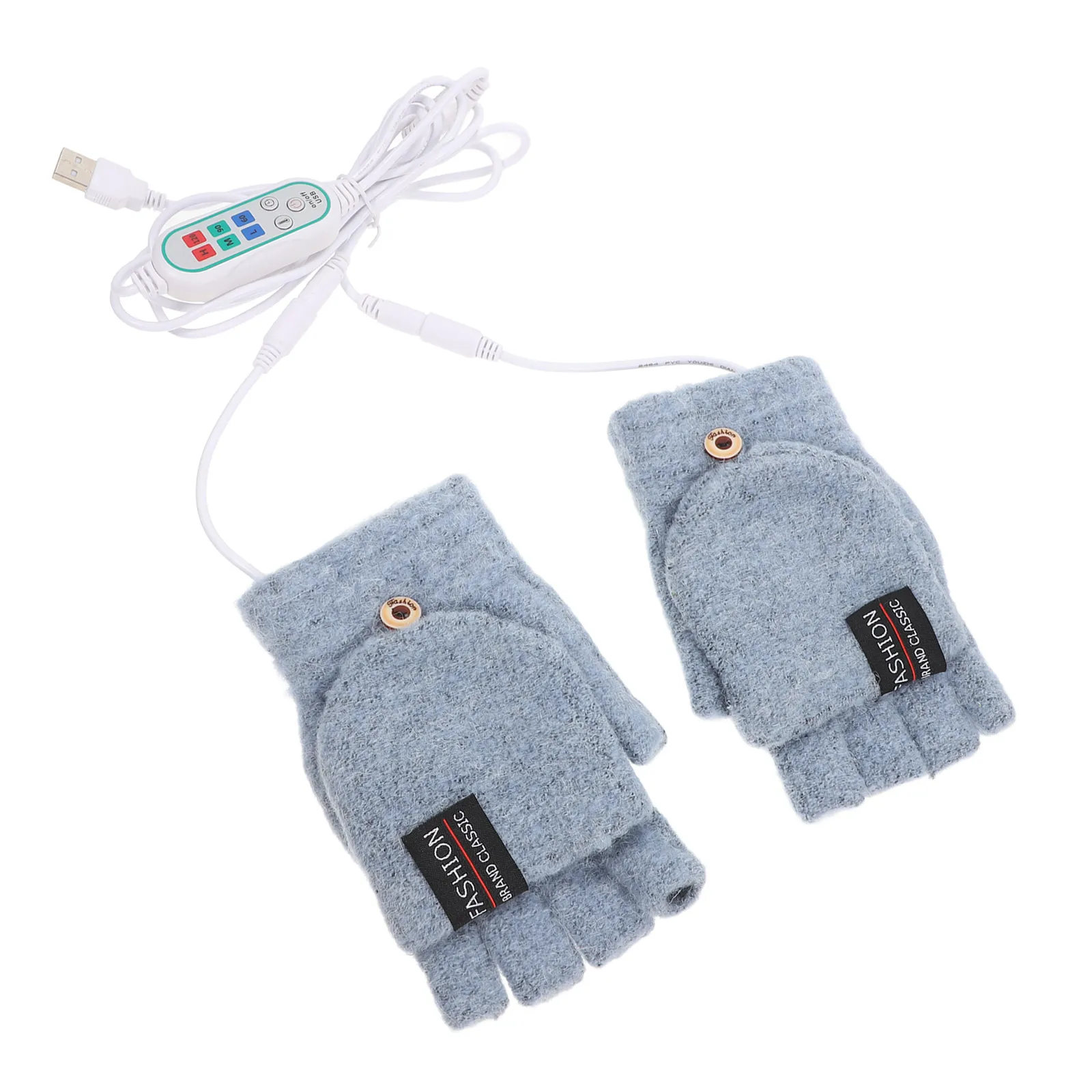

Double Sided Heating Knitted Thermal Warm Palm Back USB Powered Half Finger Full Mitten Flexible Winter Outdoor Laptop
