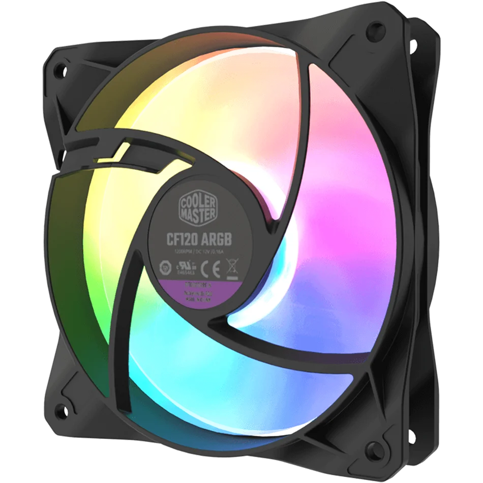 Cooler Master CF120 ARGB Case Fan 5V 3PIN PWM Rifle Bearing 120mm Quiet Black Addressable RGB CPU Cooling Fan