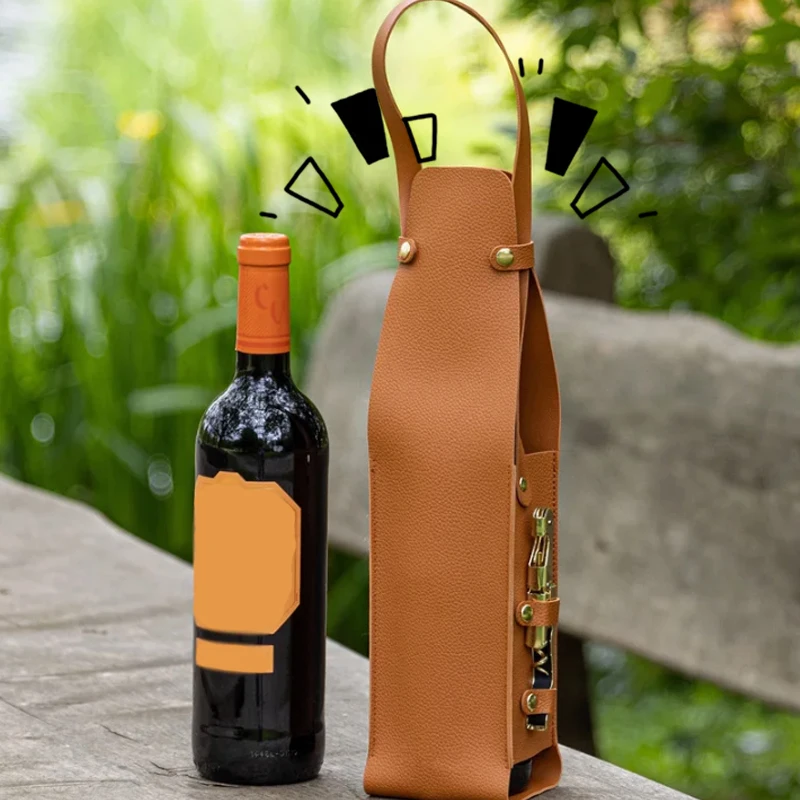 حقيبة هدايا نبيذ عيد الميلاد، حامل حمل النبيذ من جلد البولي يوريثان قابل لإعادة الاستخدام، حقيبة هدايا بيرة الشمبانيا، للاستحمام في أعياد الميلاد #2