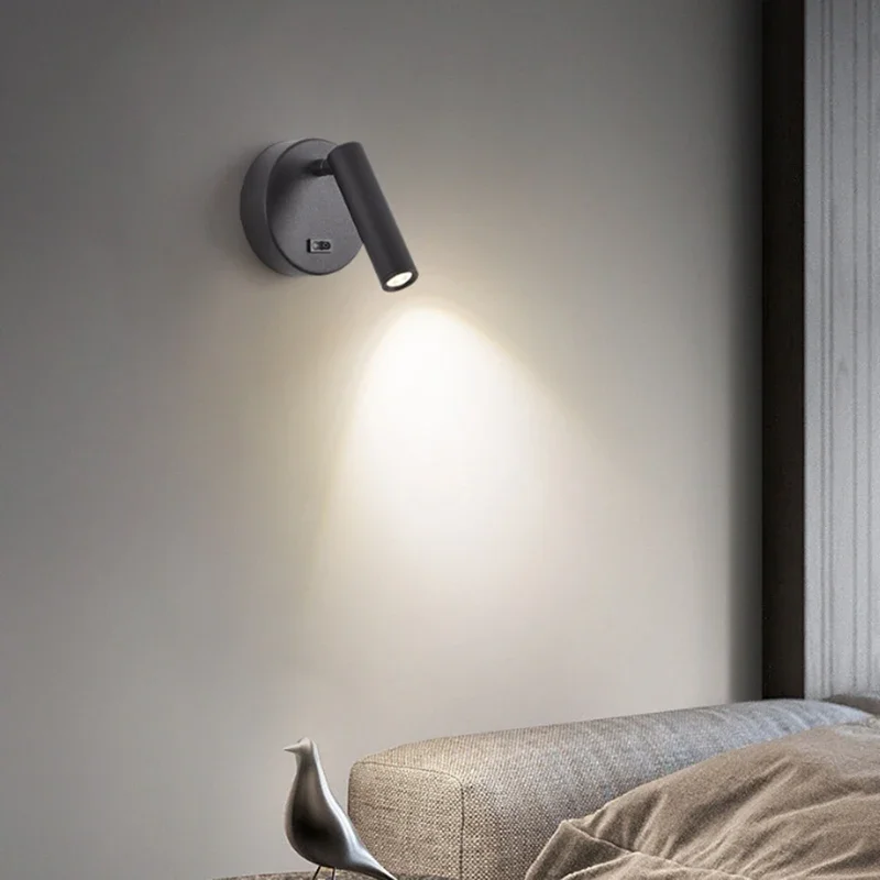 

Nordic Minimalist Wall Light Living Bedroom Bedside Foyer Adjustable Rotation Sconce Spotlight Aisle Corridor Indoor Lighting