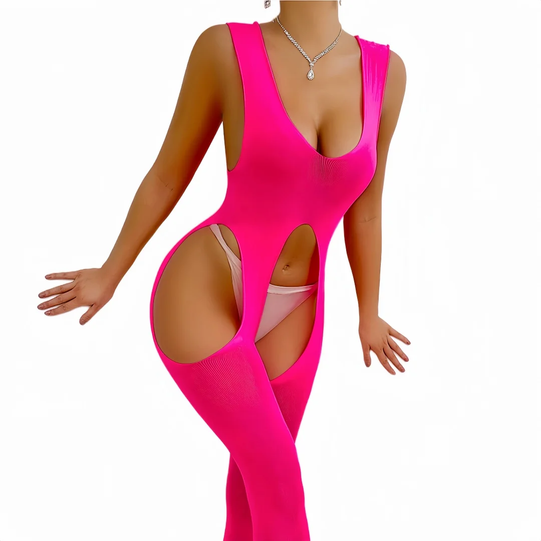 Hot Sexy Lingerie Women Full Bodystockings Fishnet Mesh Bodysuit Open Crotchless Tights Sex Costume Erotic High Waist Pantyhose