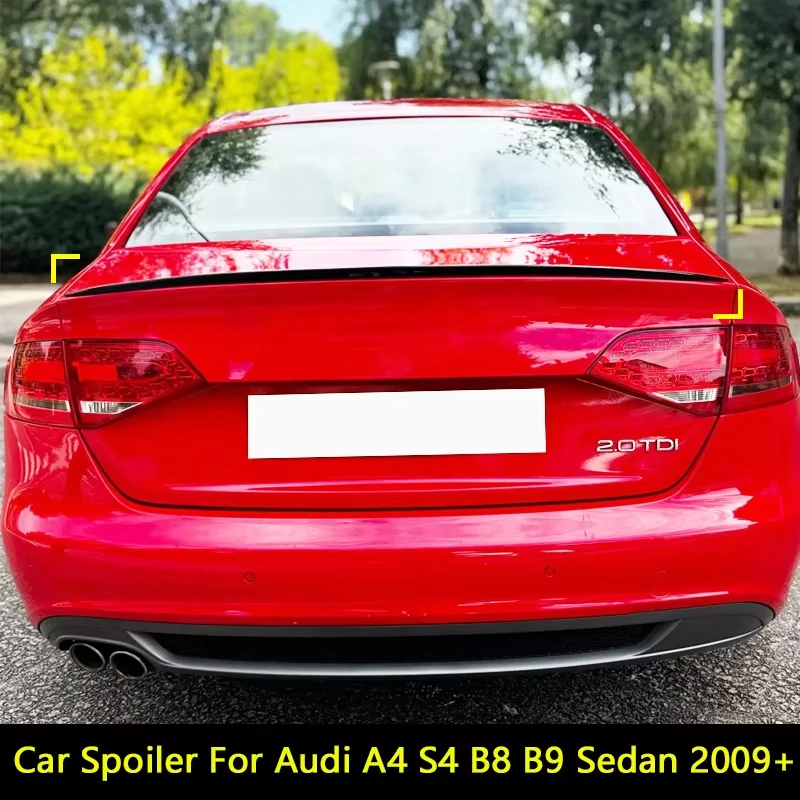 

For Audi Accessories A4 S4 B8 B8.5 B9 2009+ Car Rear Trunk Boot Spoiler Wing Lip Body Kits Gloss Black Soft Plastic