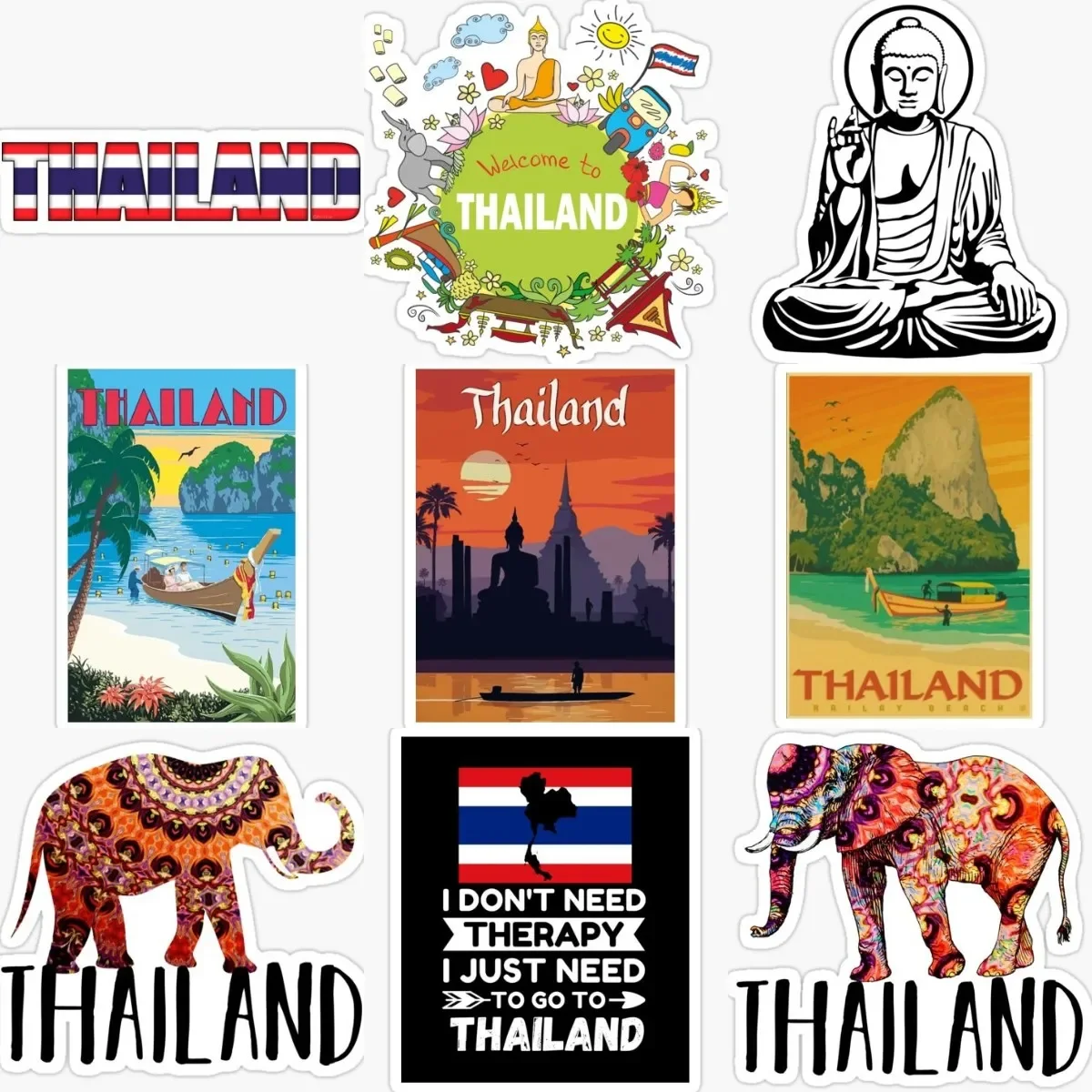 

Thailand TH Elephant Buddhism Scenery Sticker Accessories Van Bike Moto Truck Camper Wall Laptop Window Door Laptop Glass Decal