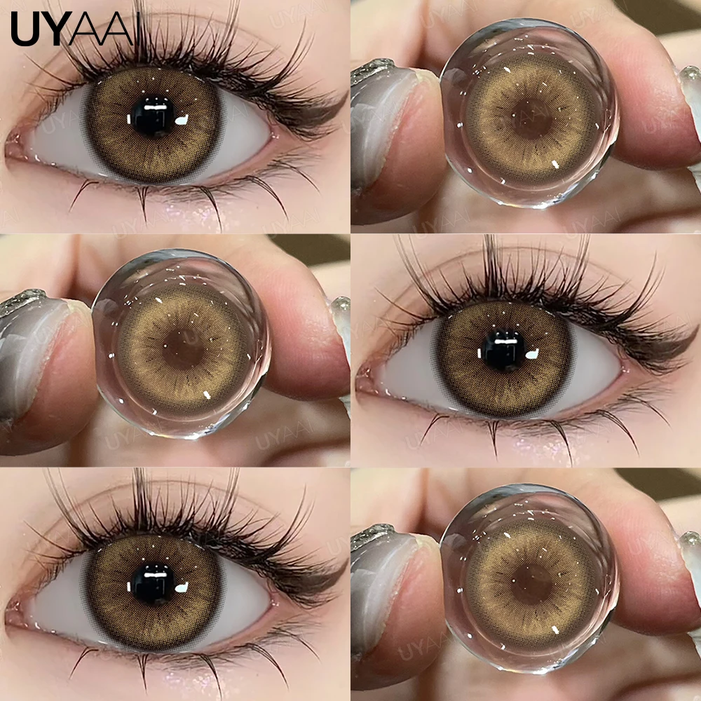 UYAAI 【1*contacts Lenses+1*tweezers+1*lenses Case】Multicolored High Quality Soft Lenses Yellow Contacts Yellow Eyes Gloss Beauty