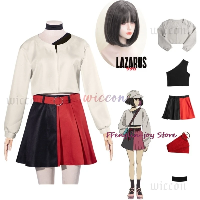 

Аниме LAZARUS Elaina Elena, карнавальный костюм, шляпа, пояс, комплект галстука, парик, женское платье с цветными блоками, наряды для вечеринки на Хэллоуин