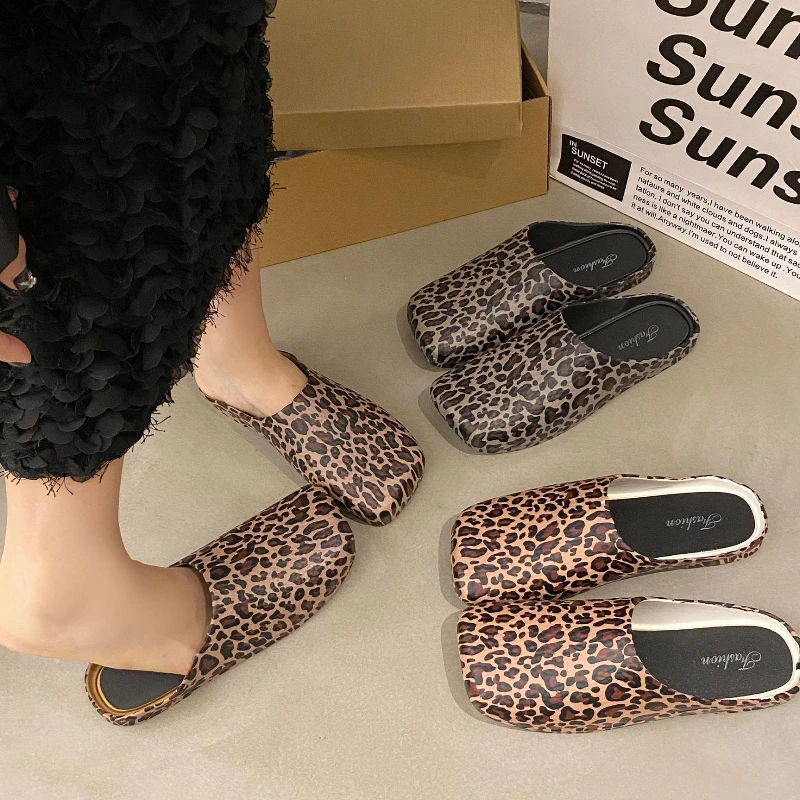 New Baotou Half Slippers for Women in Summer 2025, One Step Versatile, Pregnant Women's Multi functional External Flat Slippers