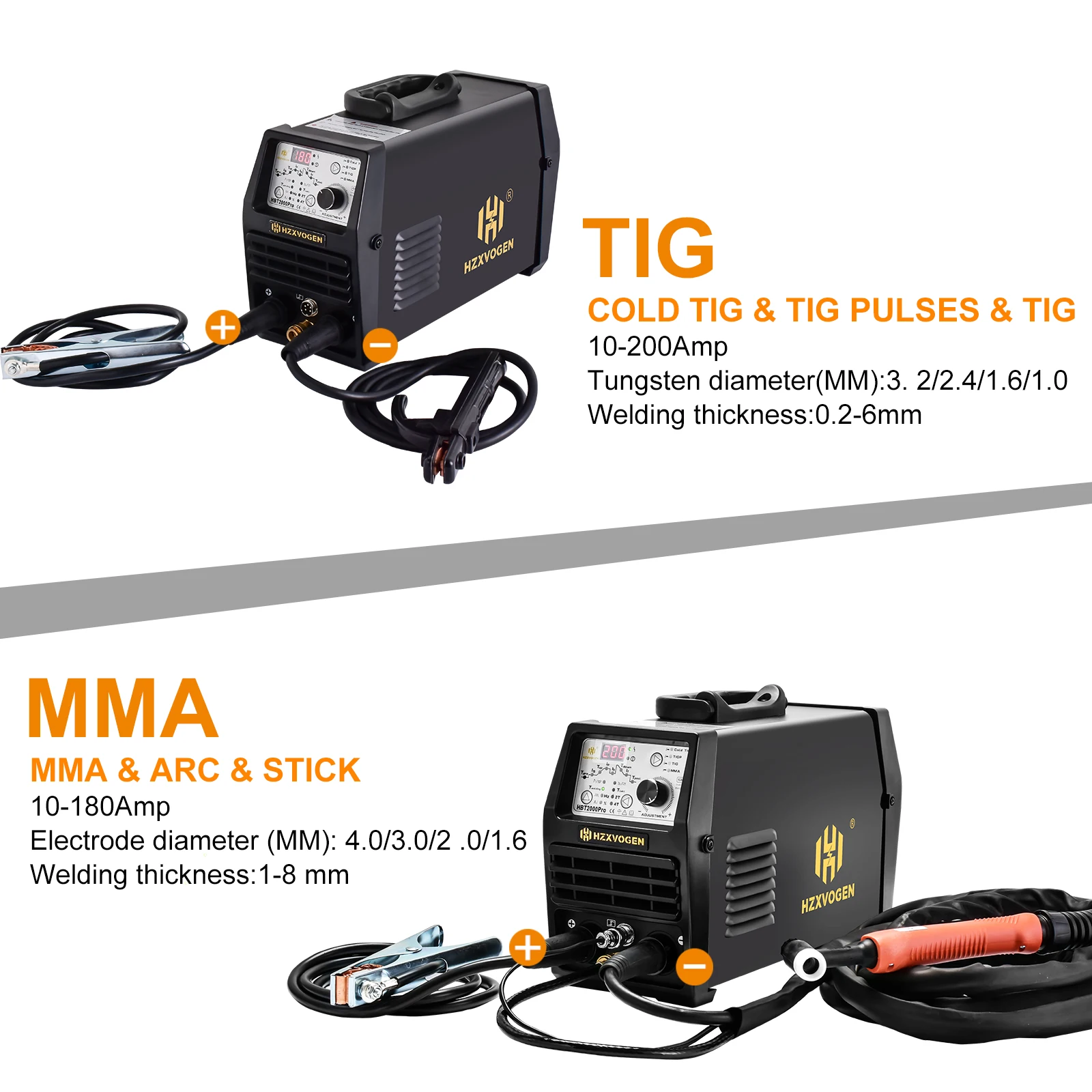 HZXVOGEN 220V Multifunctional TIG Welding Machine HBT2000P Series TIG CLEAN COLD MMA Welding DC Inverter TIG Welder Single Phase