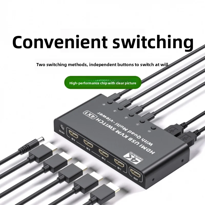 4K USB KVM Switch USB 3.0 Switcher HDMI-compatible KVM Switch 2 In 1 Out for 2 PC Sharing Keyboard and Mouse EDID / HDCP Printer