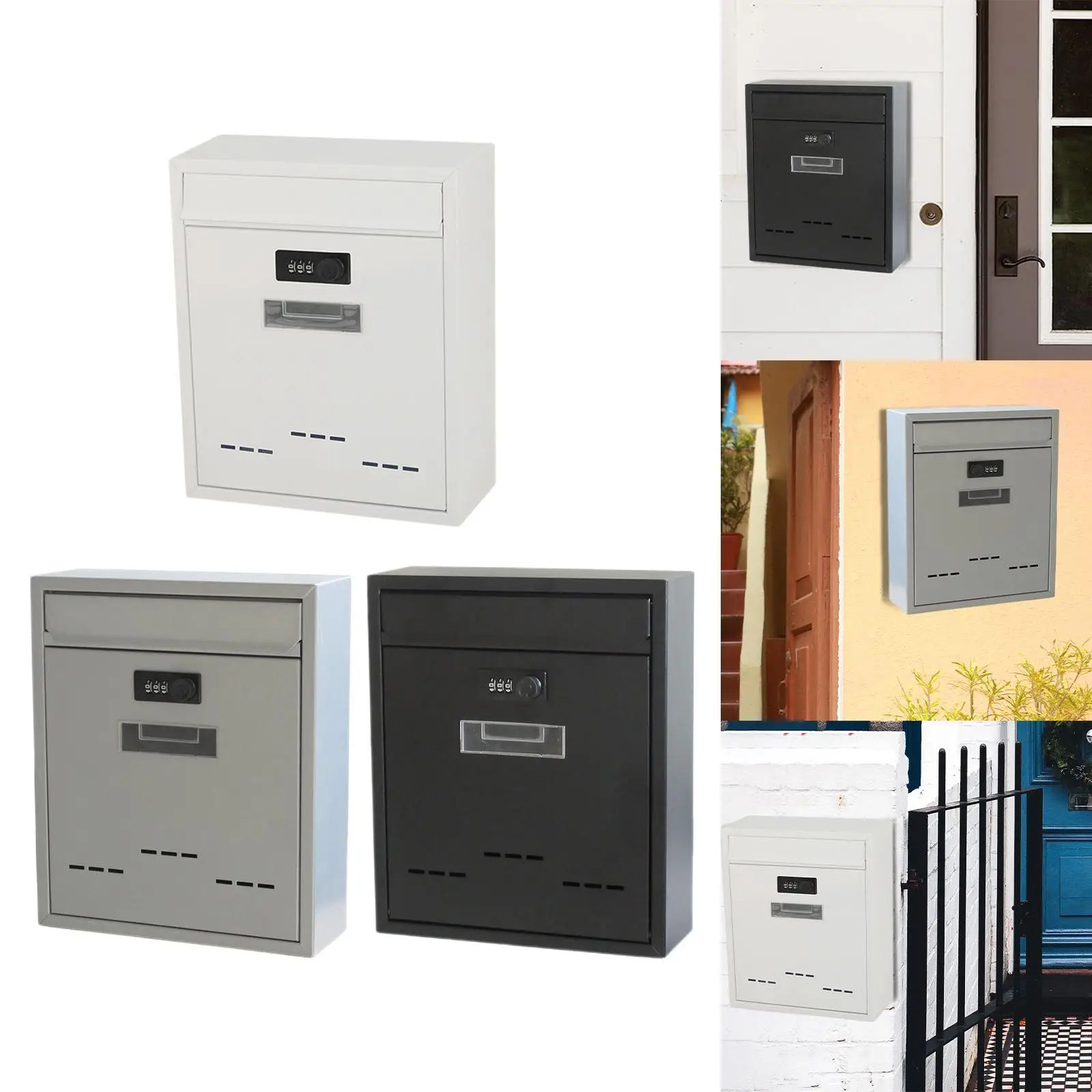 

Metal Wall Mount Mailbox with Lock Letter Box Rainproof Post Letter External