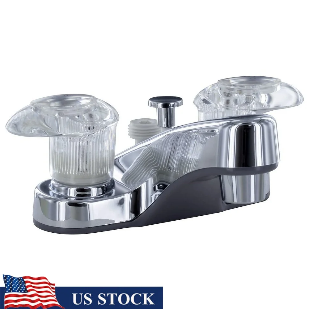 

Смеситель с переключателем для ванной комнаты, 4 дюйма, 2 рычага, 1/4 поворота, устойчивый к царапинам, хромированная отделка, неразрывной поток, не металлический АБС-пластик