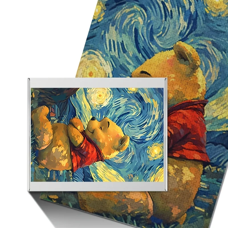 1000pcs Disney Winnie the Pooh Poster and Puzzle, Adult Puzzle, High Quality, Stress-Relieving Fun Family Game, Ideal for Birt