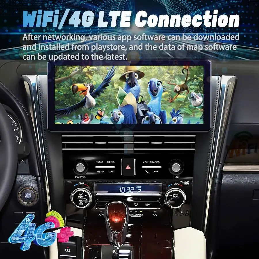 

12,3-дюймовый для Toyota Alphard Vellfire Upgrade 20, 30, 40, серия A20 A30 2015-2021, автомобильное радио, GPS, Android, авто, мультимедиа, 4G Carplay