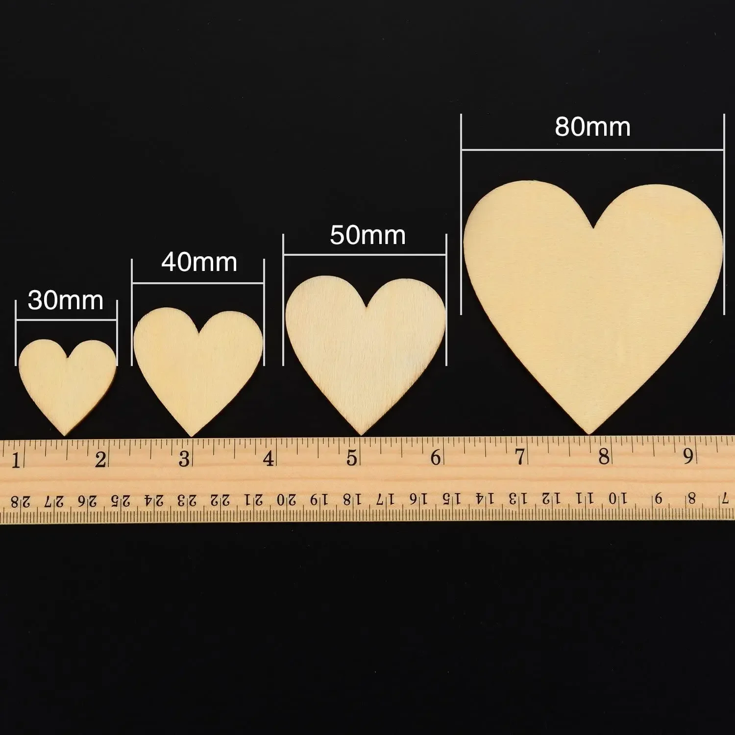 1-10cm Unfinished Wooden Hearts Love Blank Wood Slices DIY Wooden Crafts For Christmas Painting Wedding Ornaments